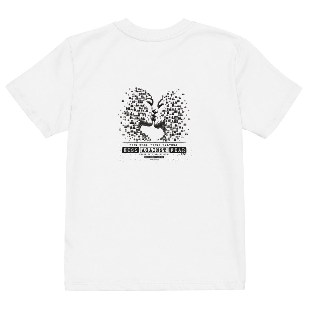 Kiss Against Fear – Deutsch – Bio-Baumwoll-T-Shirt für Kinder – White – Rückansicht | Originalmotiv