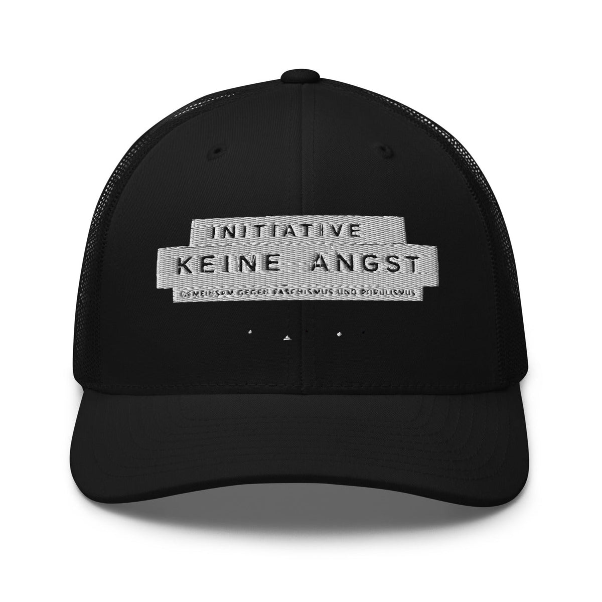 Sonderedition „Wir sind mehr“ – Retro-Trucker-Cap – Black – großes Original-Stickmotiv