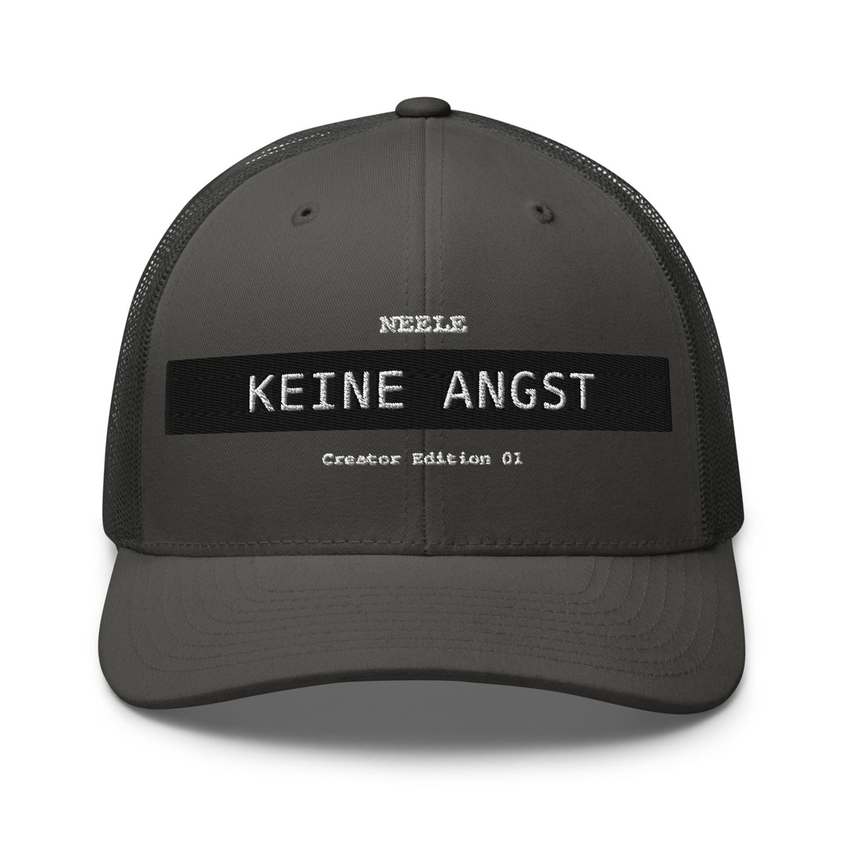 Neele – Retro-Trucker-Cap · Charcoal · Vorderansicht | Originalmotiv