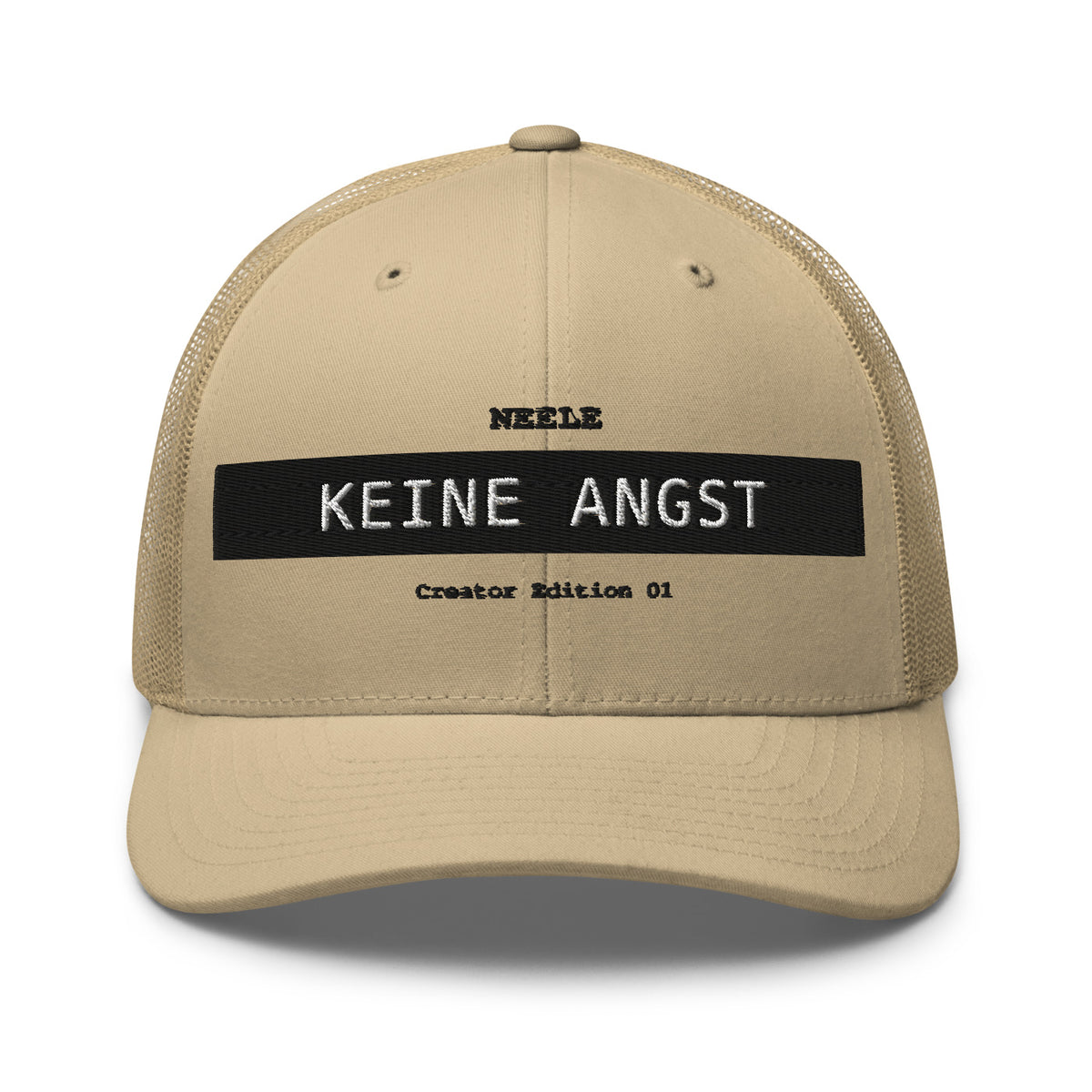 Neele – Retro-Trucker-Cap · Khaki · Vorderansicht | Originalmotiv