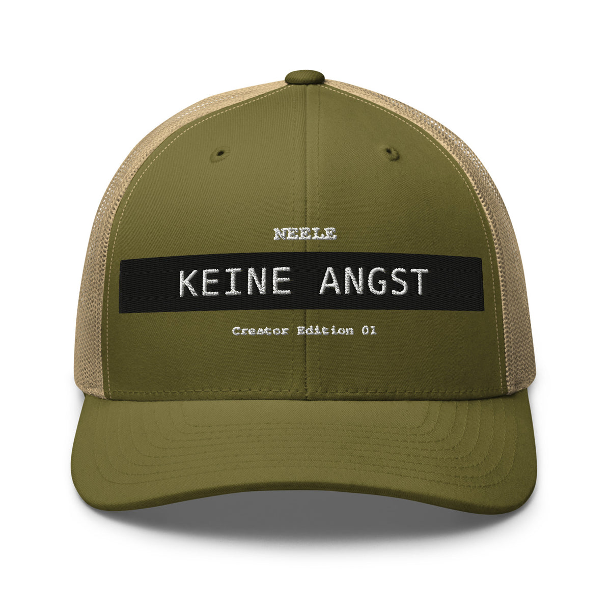 Neele – Retro-Trucker-Cap · Moss/ Khaki · Vorderansicht | Originalmotiv