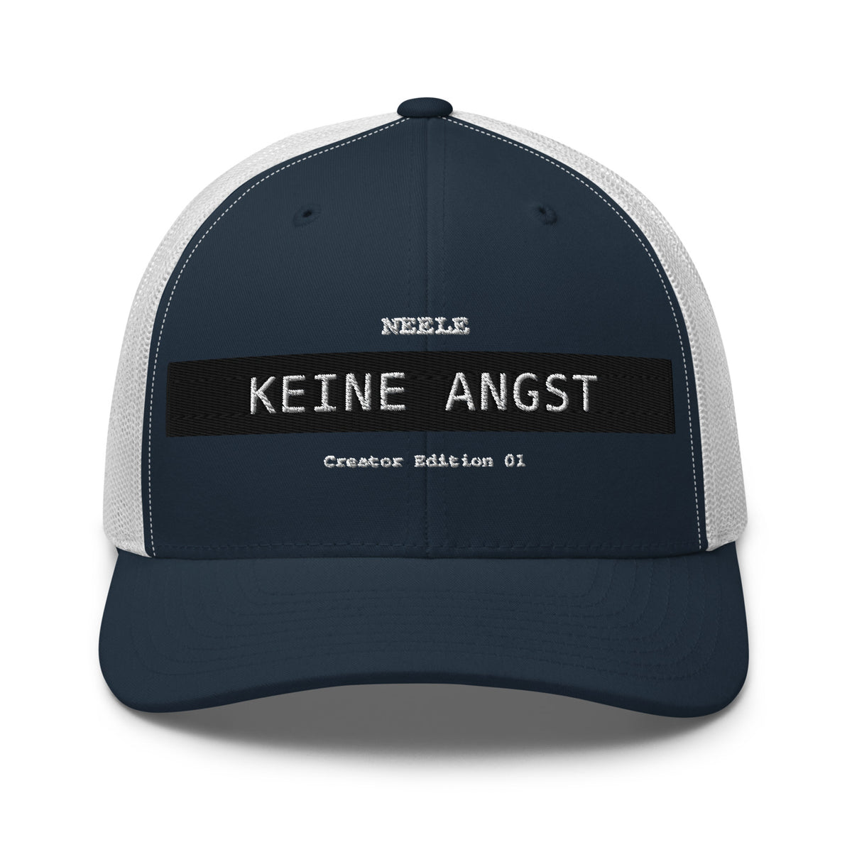 Neele – Retro-Trucker-Cap · Navy/ White · Vorderansicht | Originalmotiv