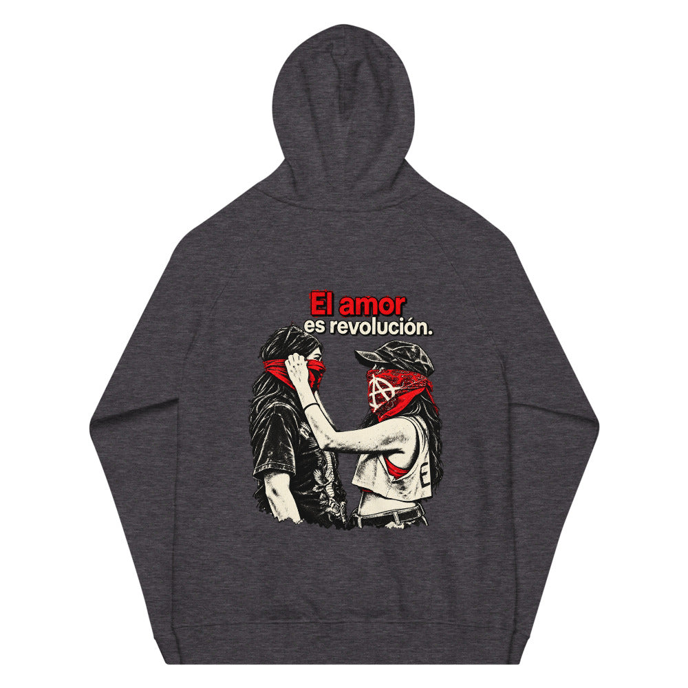 KA Studio Color P543 – Charcoal Melange – Rückansicht | Originalmotiv | Artwork EL AMOR V02 / Kapuzenfreie Rueckendruckflaeche