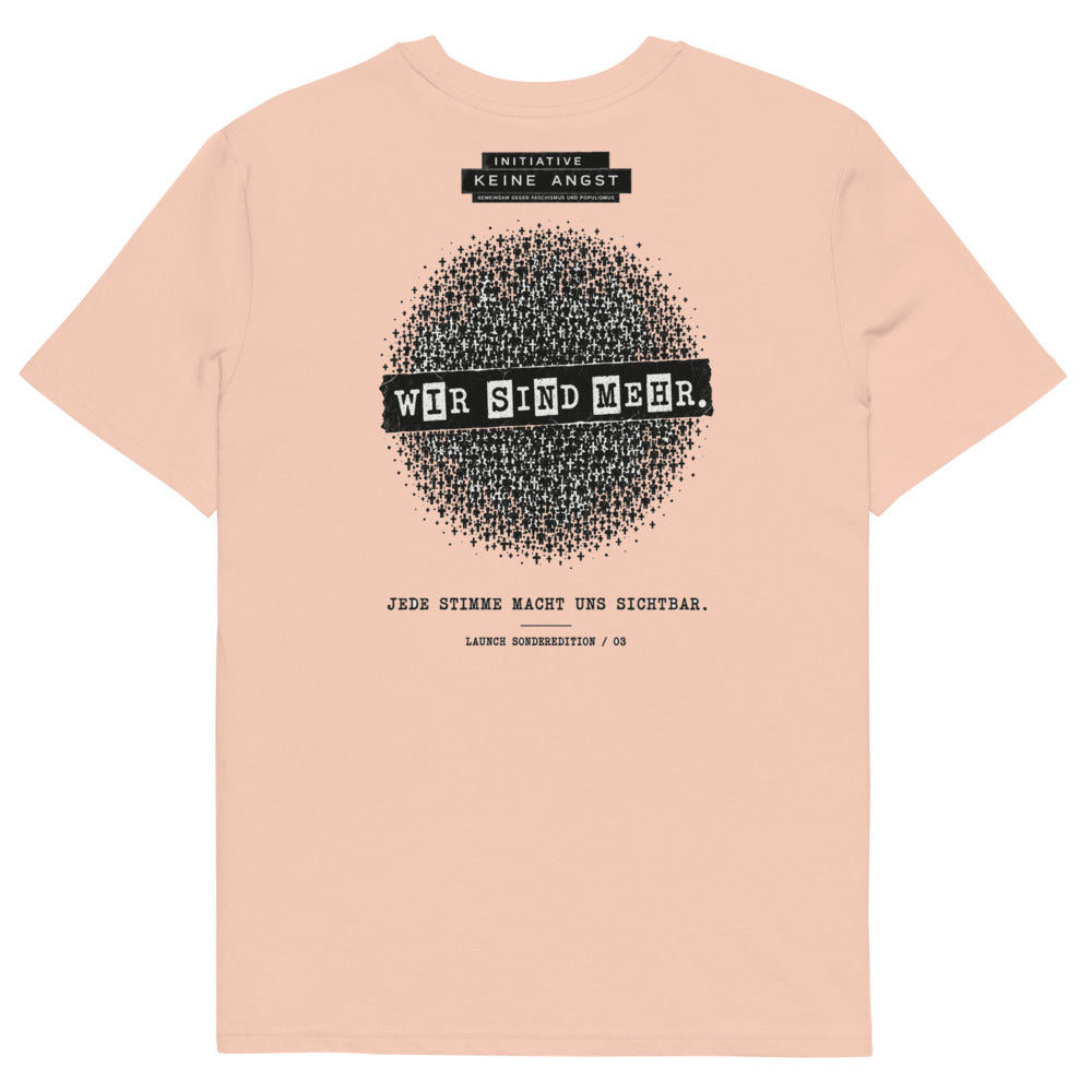 Sonderedition „Wir sind mehr“ – Unisex T-Shirt aus Bio-Baumwolle Creator 2.0 – Fraiche Peche – Rückansicht | Originalmotiv