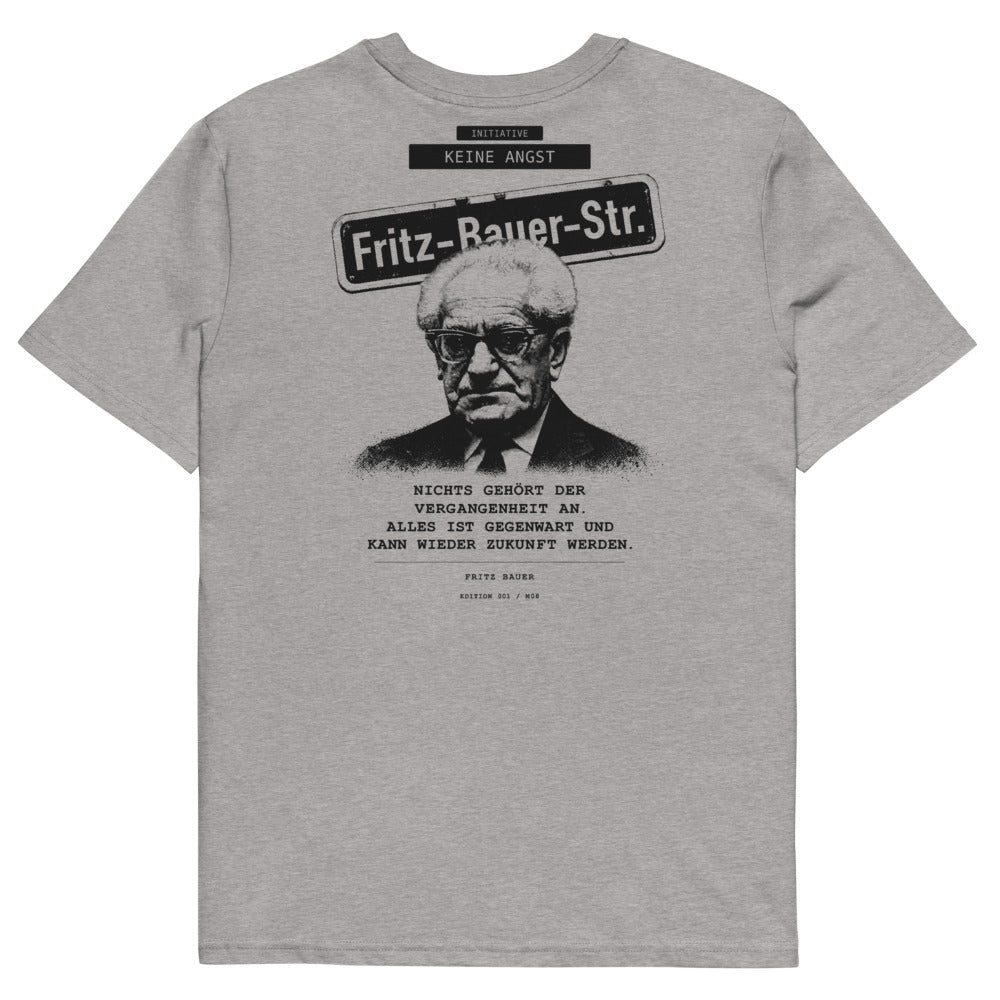 Fritz Bauer – Unisex T-Shirt aus Bio-Baumwolle Creator 2.0 – Heather Grey – Rückansicht | Originalmotiv