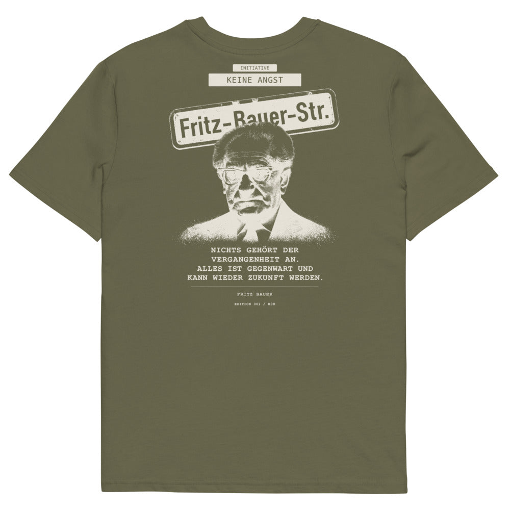Fritz Bauer – Unisex T-Shirt aus Bio-Baumwolle Creator 2.0 – Khaki – Rückansicht | Originalmotiv