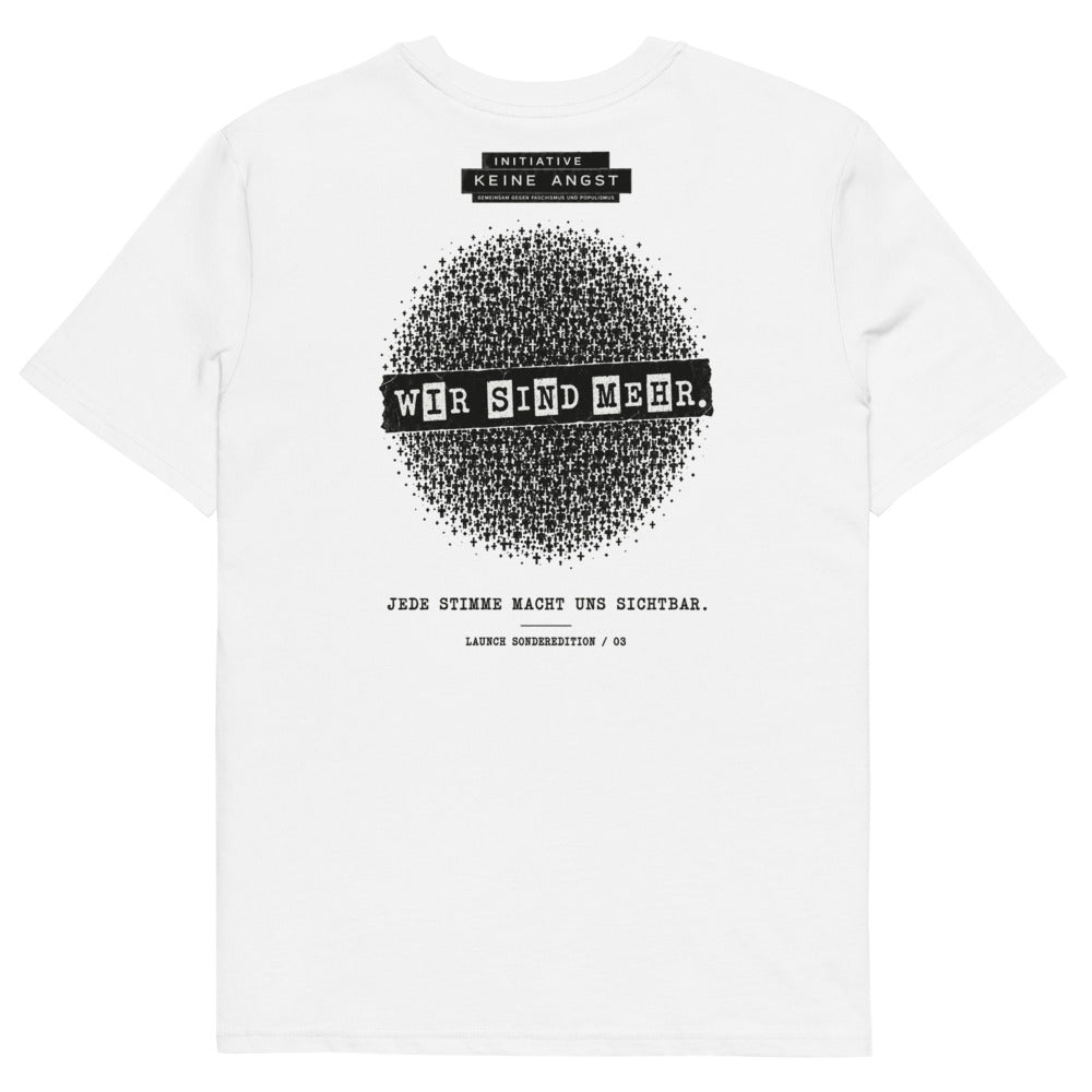 Sonderedition „Wir sind mehr“ – Unisex T-Shirt aus Bio-Baumwolle Creator 2.0 – White – Rückansicht | Originalmotiv