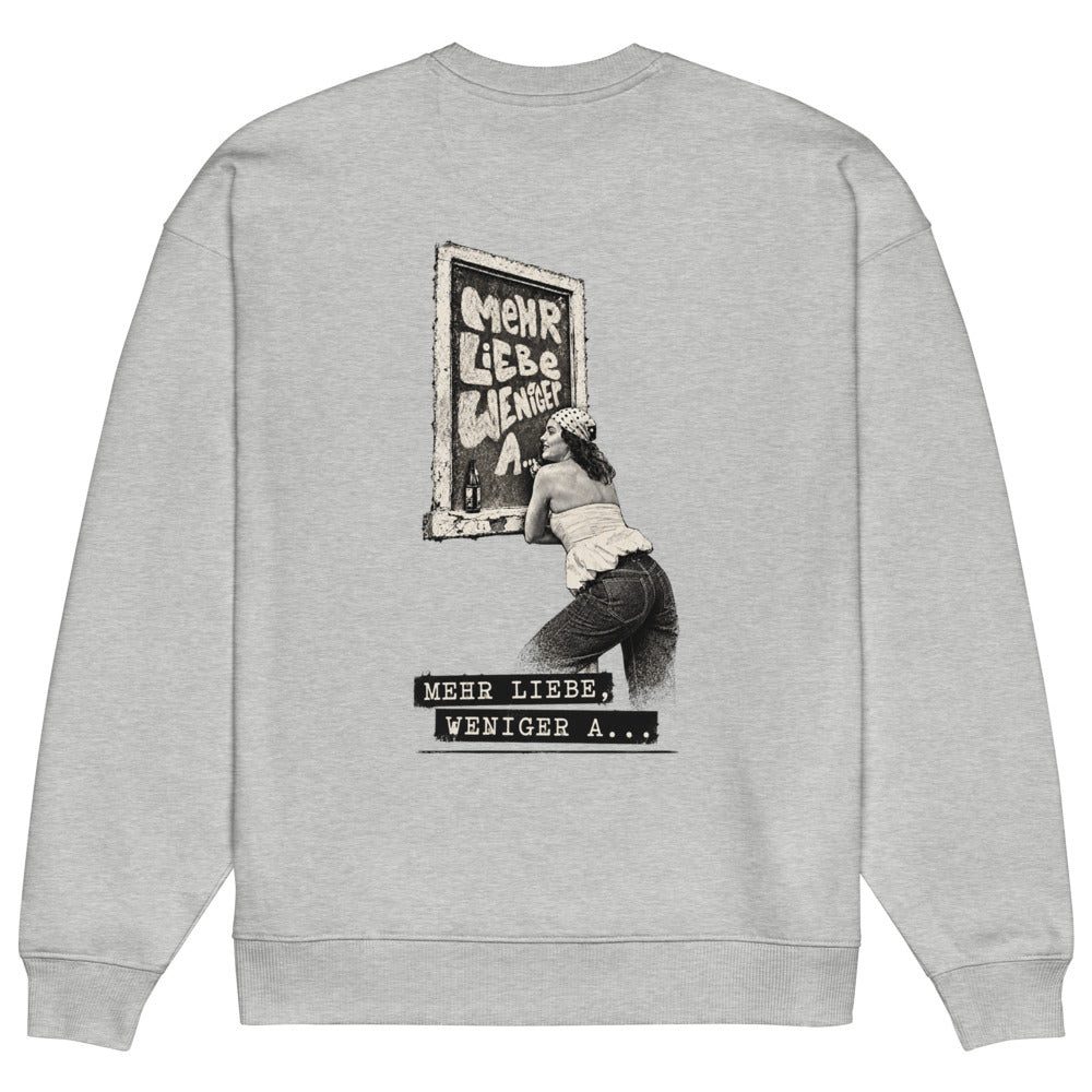Neele – Oversized Unisex Bio-Pullover · Heather Grey · Rückansicht | Originalmotiv